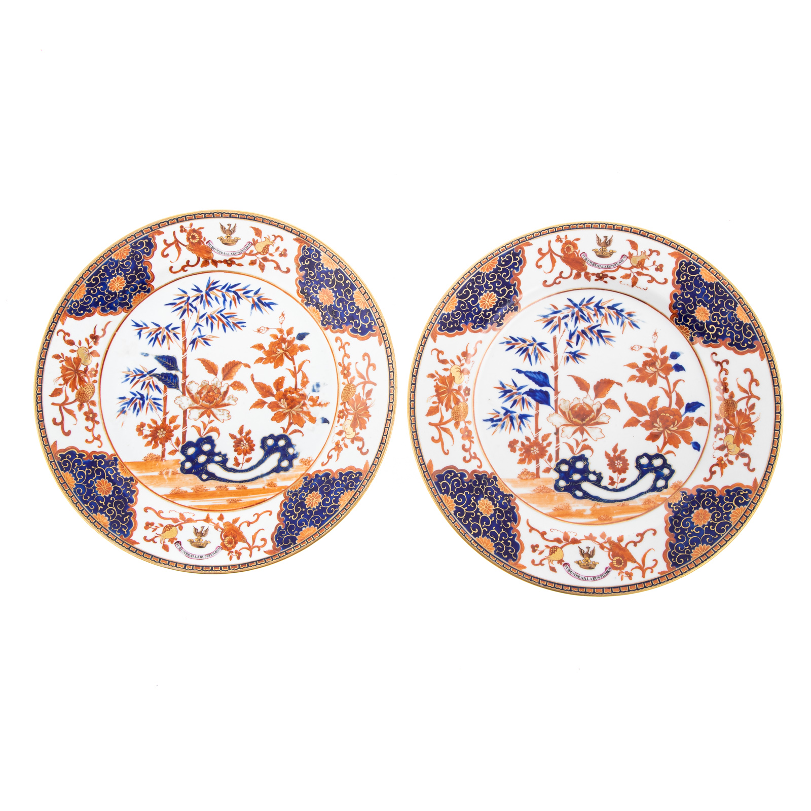 Appraisal: A PAIR CHINESE EXPORT IMARI ARMORIAL PLATES Circa bearing the