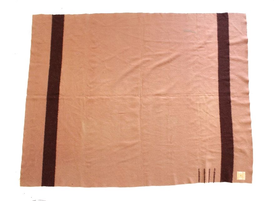 Appraisal: Original Burgundy Hudson Bay Four Point Blanket For your consideration