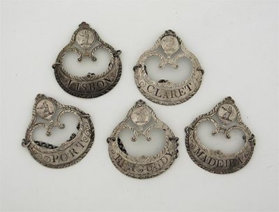 Appraisal: A set of five George III wine labels in the