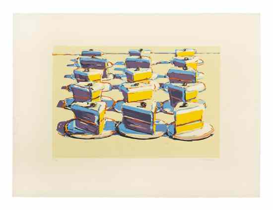 Appraisal: Wayne Thiebaud American b Boston Cremes color linocut edition signed