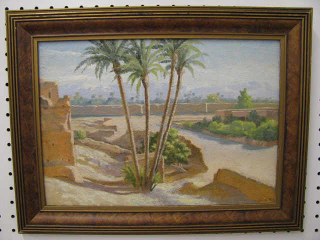 Appraisal: Pierre Fau Oil on Board desert landscape well listed artist