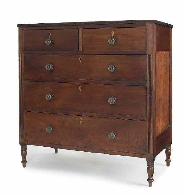 Appraisal: Pennsylvania Sheraton walnut chest of drawers early th c h