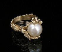 Appraisal: A Contemporary Pearl And Gold Ring k yellow gold organic