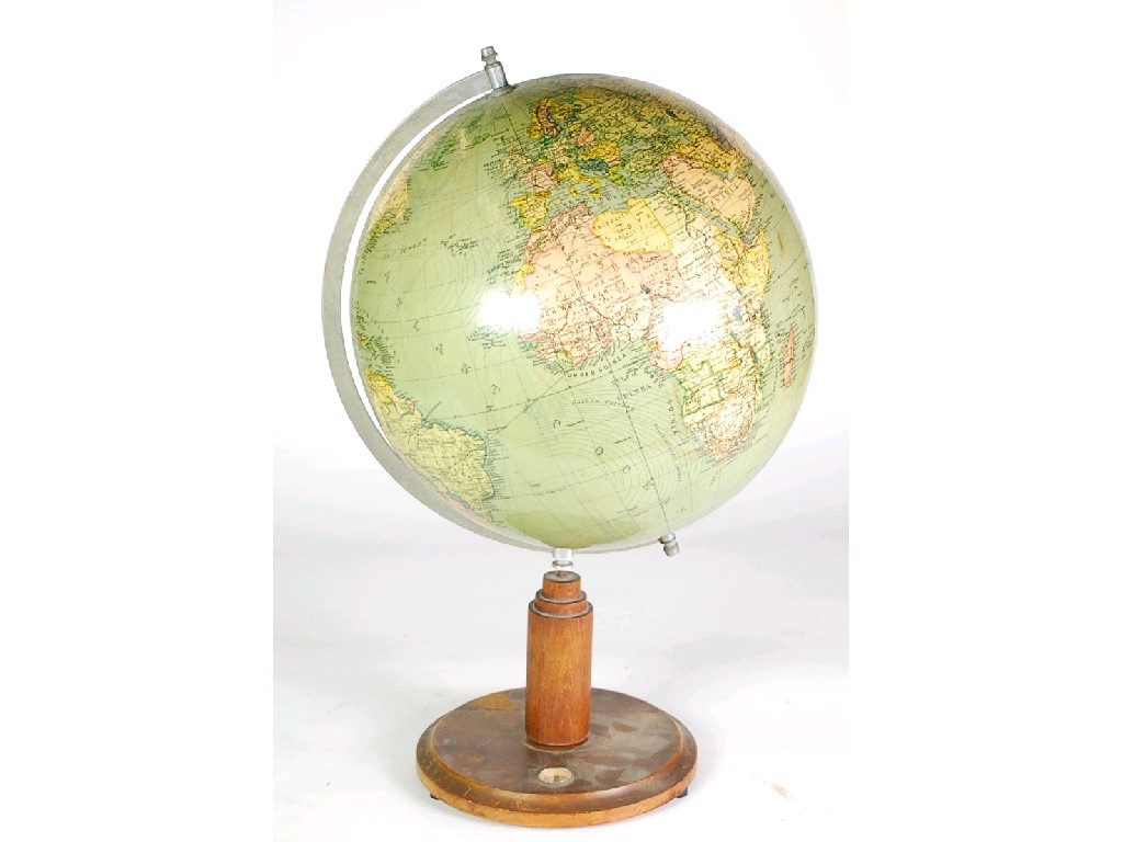 Appraisal: AN EARLY TWENTIETH CENTURY TERRESTRIAL GLOBE on wooden stand inset