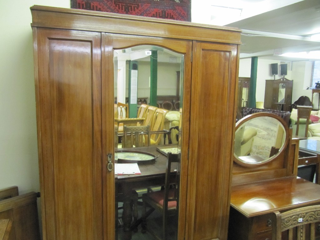 Appraisal: Edwardian mahogany inlaid bedroom suite with bed ends