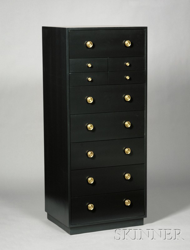 Appraisal: Tommi Parzinger - Chest of Drawers Black ebonized wood and