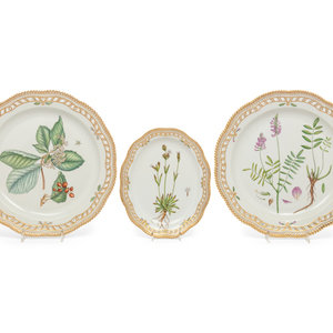 Appraisal: Three Royal Copenhagen Flora Danica Platters th Century comprising two