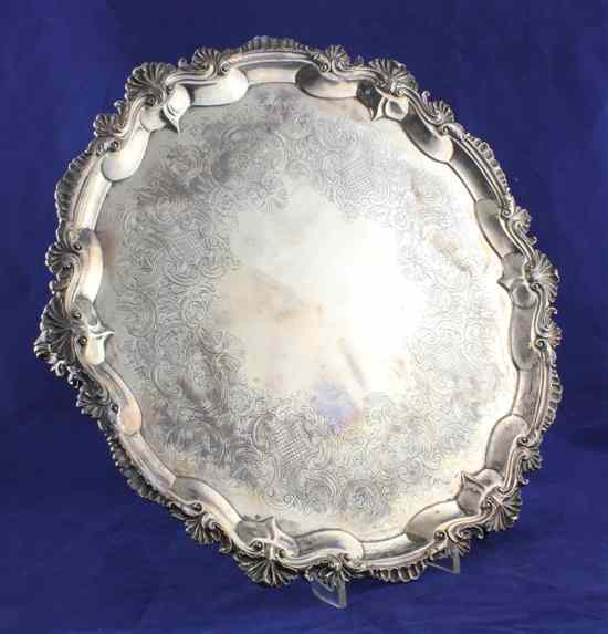 Appraisal: A George III silver salver of shaped circular form with