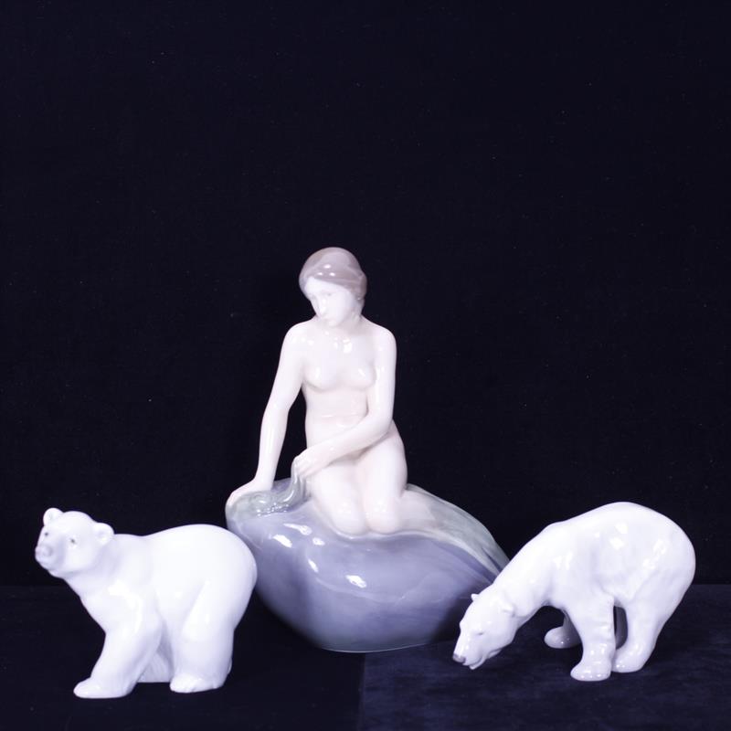 Appraisal: Lot of porcelain figurines Royal Copenhagen Mermaid Figurine marked on