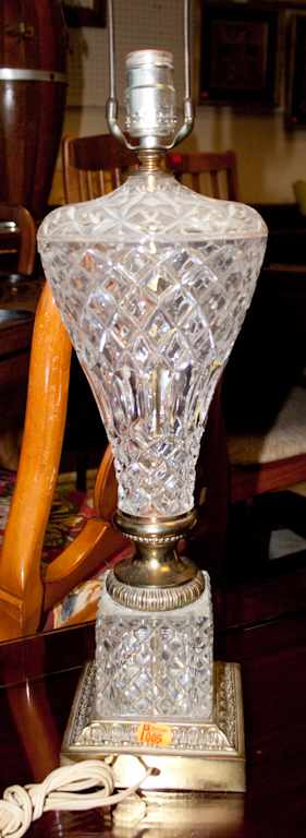 Appraisal: Glass and brass-mounted table lamp Estimate - No condition report