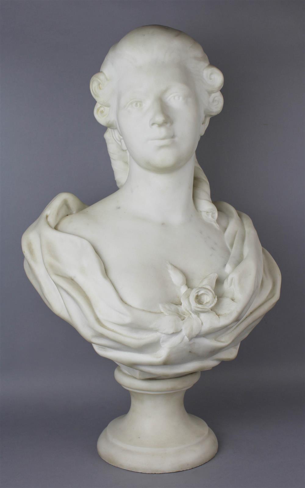 Appraisal: MARBLE BUST OF A WOMAN indistinctly signed and dated on