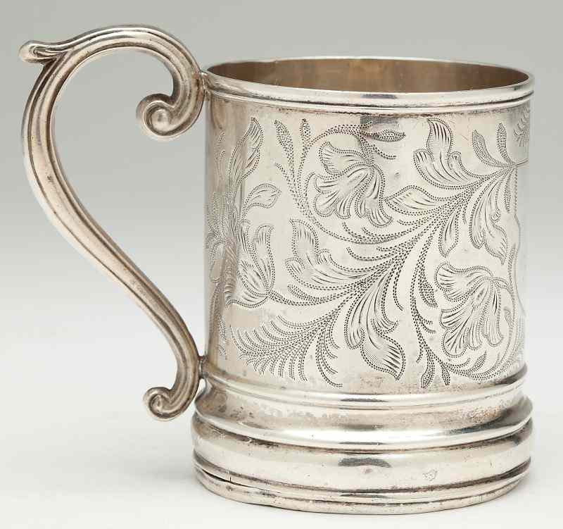 Appraisal: Important Southern Coin Silver Cup by Leinbachcylinder form with applied