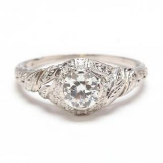 Appraisal: Antique Platinum and Diamond Ring the transitional cut diamond weighing