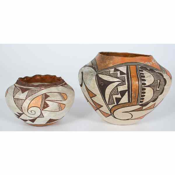 Appraisal: Acoma Jar lot of including one designed with hooks and