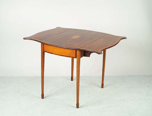 Appraisal: GEORGE III INLAID SATINWOOD AND MAHOGANY PEMBROKE TABLE Serpentine top