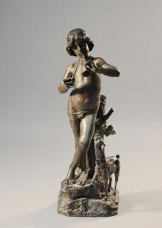 Appraisal: Bronze garden figure of Pan with a fawn Bronze garden