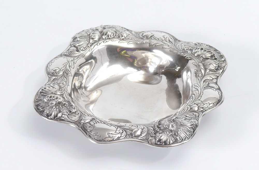 Appraisal: GORHAM STERLING SILVER BOWL A Scalloped repousse and chased floral