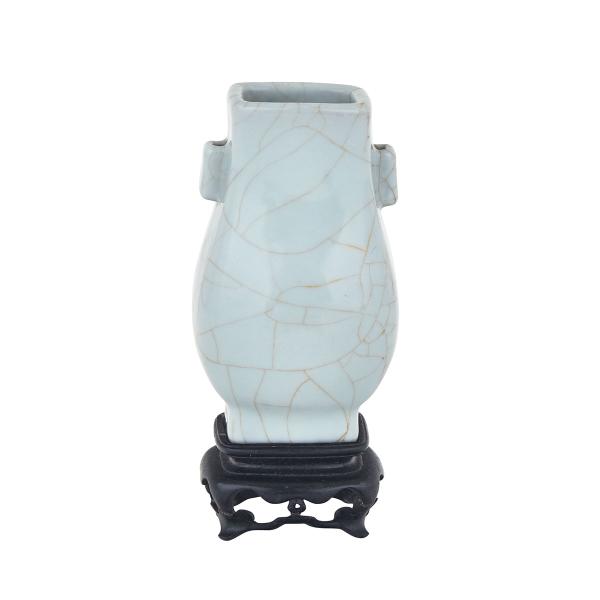 Appraisal: Miniature Ru-Type Glazed Vase th Century With elegant proportions the