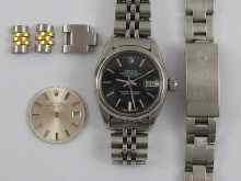 Appraisal: A stainless steel lady's Rolex Oyster Perpetual Datejust with black