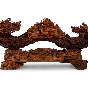 Appraisal: A Large Chinese Carved Rosewood or Mahogany Sculpture Late th