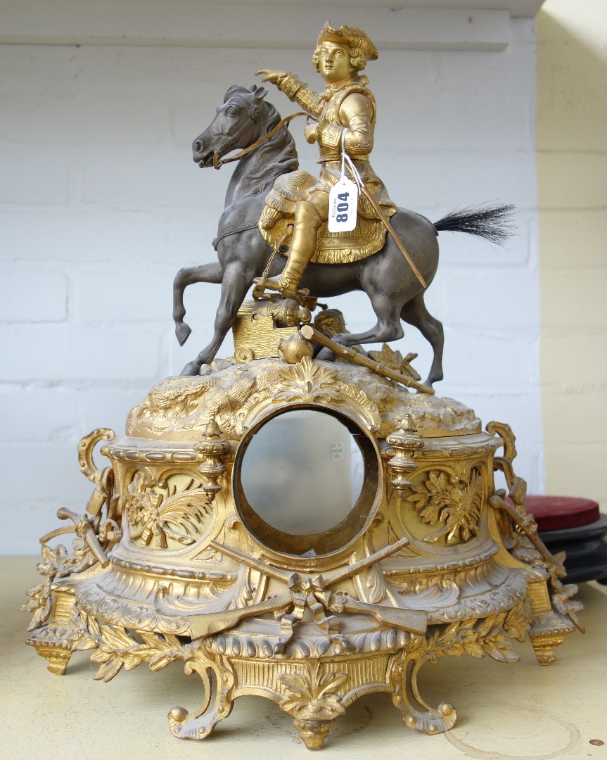 Appraisal: A Continental gilt bronze cased mantel clock late th century