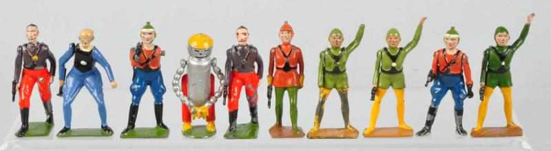 Appraisal: Lot of Britains Buck Rogers Premium Figures Description Circa Diecast