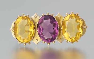 Appraisal: A Victorian Citrine and Amethyst Brooch Tested k yellow gold