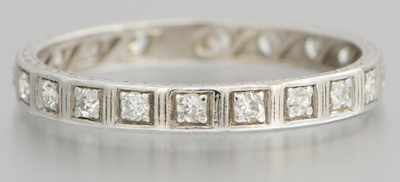 Appraisal: A Vintage Platinum and Diamond Band Platinum band set with