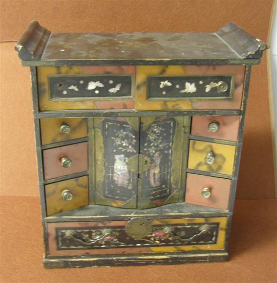 Appraisal: Chinese desk top cabinet with two long drawers six small