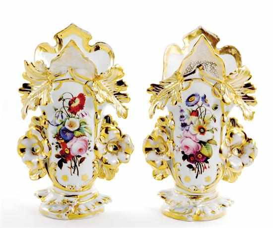 Appraisal: Pair Paris porcelain vases th century painted fruit and floral