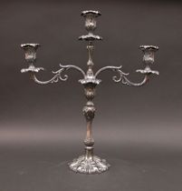 Appraisal: Silver Plated Three Light Candelabra Late th Century Proceeds from