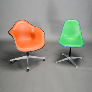 Appraisal: Two Charles Eames For Herman Miller Fiberglass Chairs A green