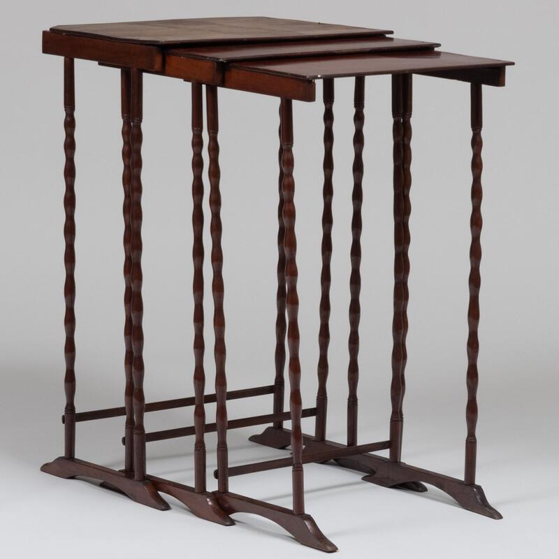 Appraisal: Set of Three Late Victorian Mahogany Nesting Tables The largest