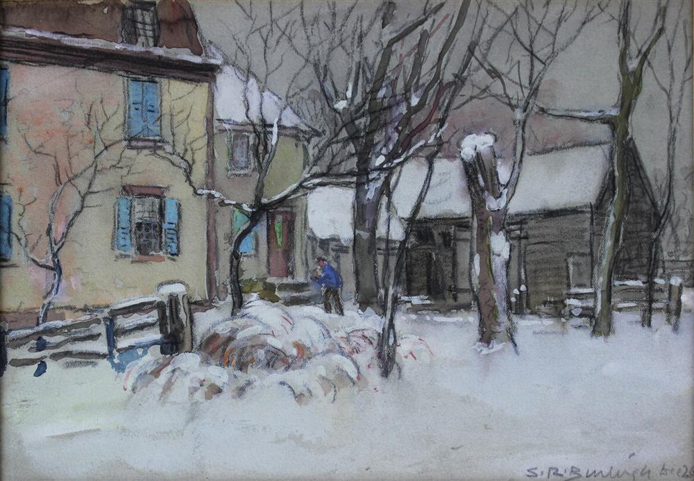 Appraisal: SYDNEY RICHMOND BURLEIGH AMERICAN - SNOW SCENE Watercolor on card