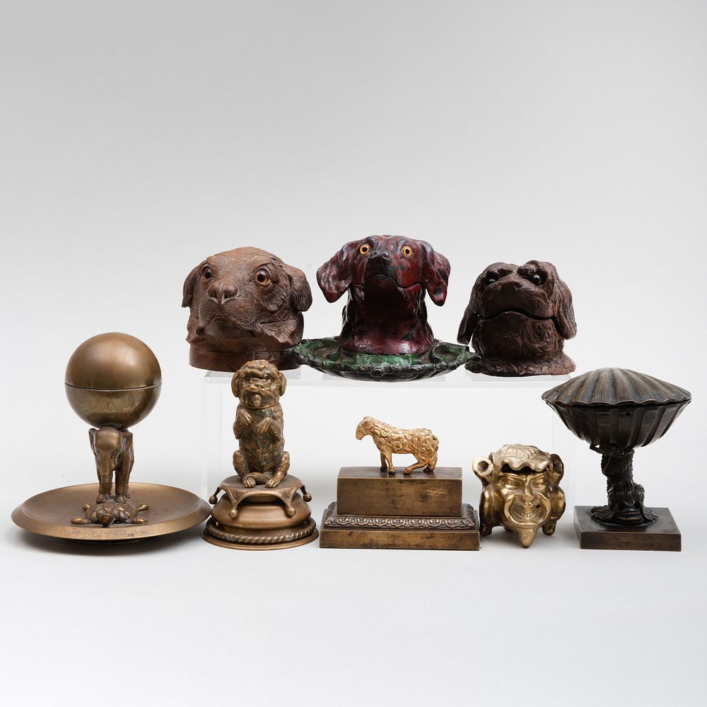 Appraisal: Group of Eight English and Continental Carved Wood and Bronze