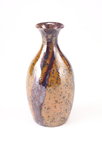 Appraisal: GEORGE OHR Sake bottle-shaped vase with three broad deep brown