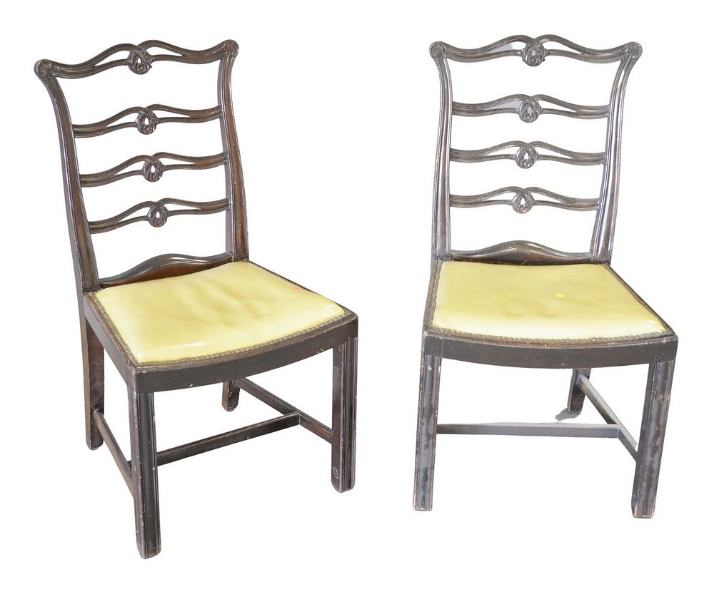 Appraisal: Set of Eight Mahogany Chippendale Style Ribbon Back Dining Chairs