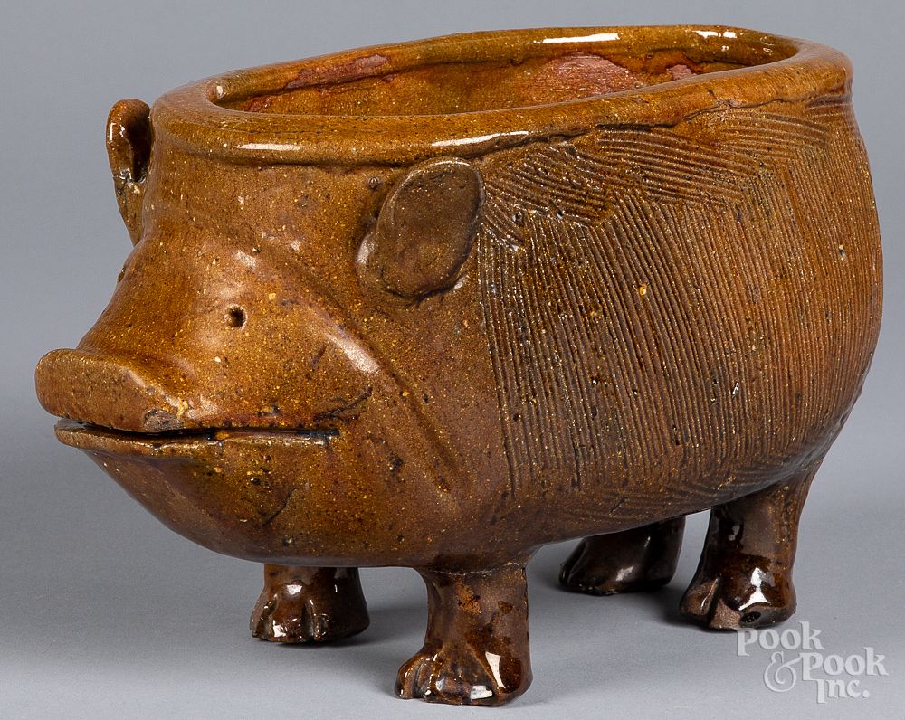 Appraisal: Redware pig planter Redware pig planter signed Ras Bro Clay