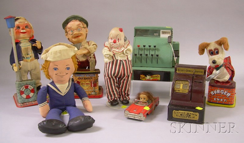 Appraisal: Eight Mid- th Century Toys a Down the Hatch battery-powered