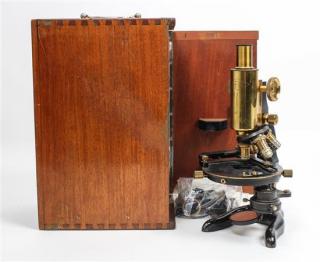 Appraisal: A French Brass and Ebonized Steel Microscope Soci t Fran