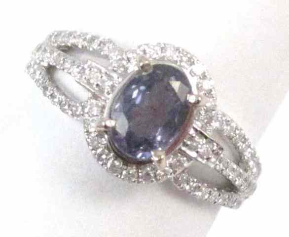 Appraisal: NATURAL COLOR CHANGE ALEXANDRITE AND DIAMOND RING k white gold