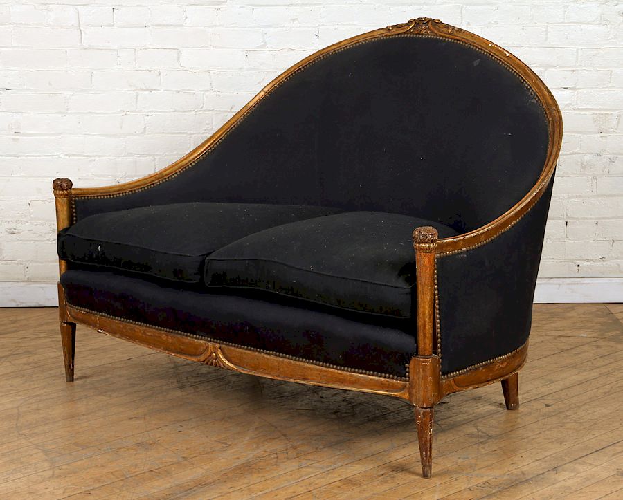 Appraisal: FRENCH CARVED GILT WOOD ART DECO SETTEE C A French