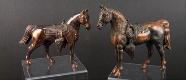 Appraisal: Two Metal Horse Figurines Repairs to the front right leg