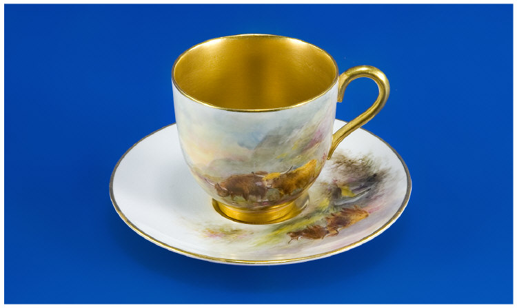 Appraisal: Royal Worcester J Stinton Miniature Cup and Saucer Both cup