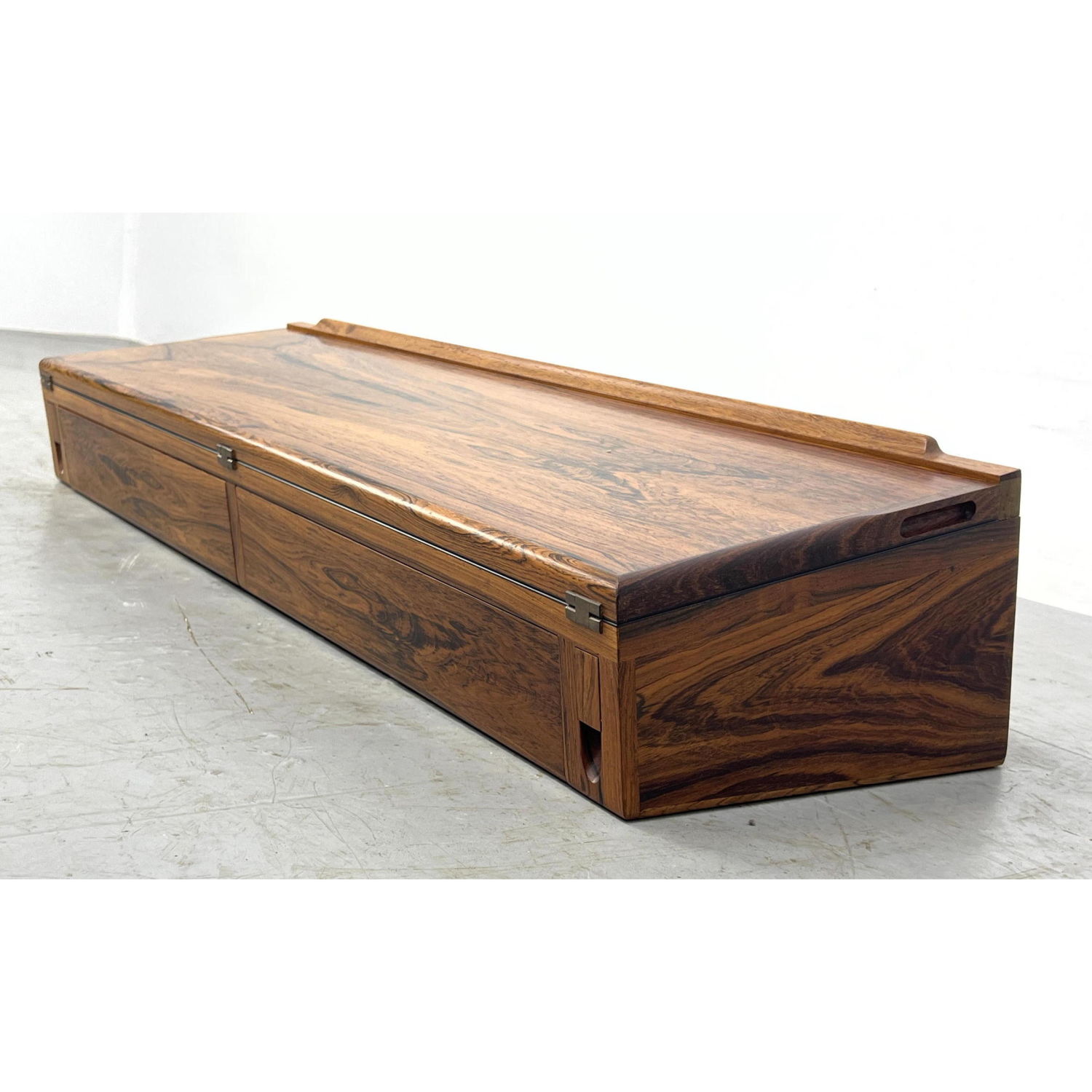 Appraisal: HOVMAND OLSEN Rosewood Floating Wall Desk Shelf with Drawers Flip