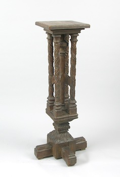 Appraisal: Antique Hand Carved Wood Pedestal Stand Post ca Early th