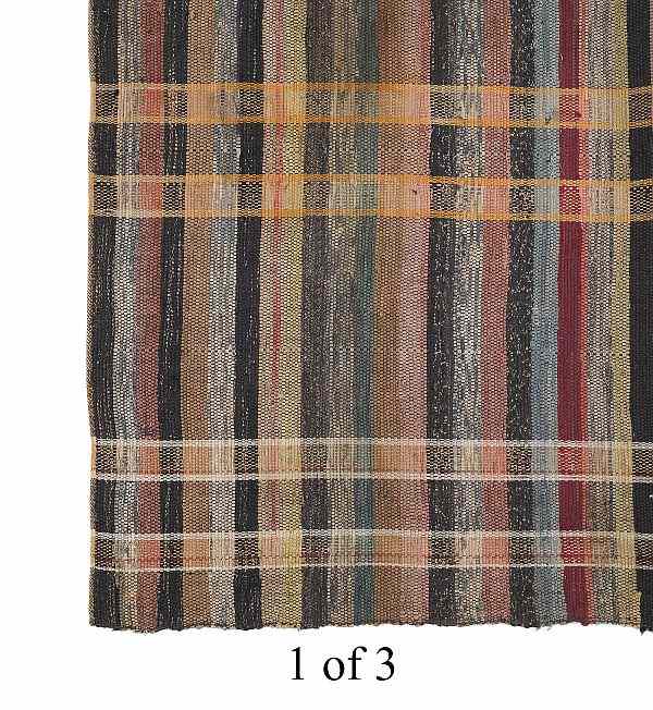 Appraisal: Three pieces of striped rag rug early th c total