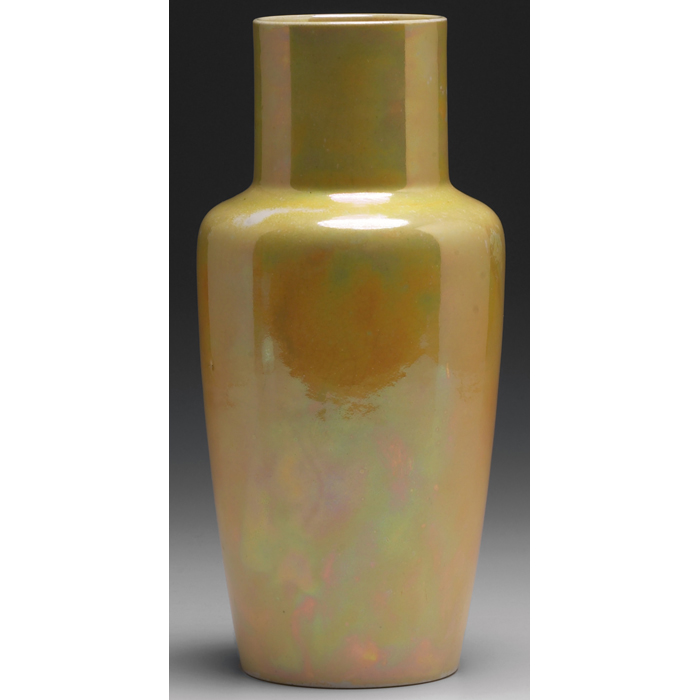 Appraisal: Ruskin vase English shouldered form covered in a yellow luster