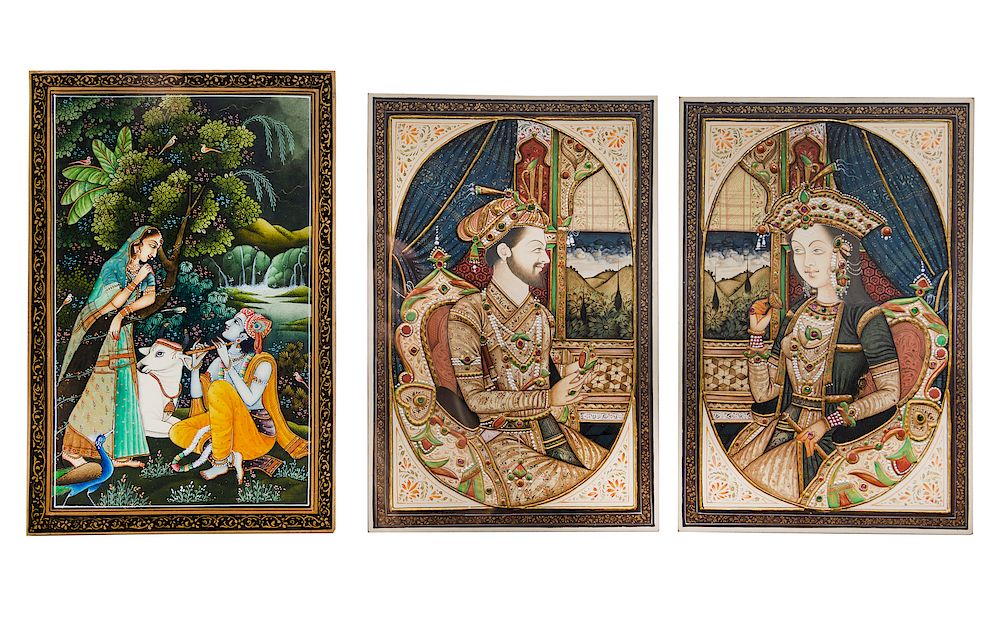 Appraisal: Two Indian Miniature Paintings Each image height x width in