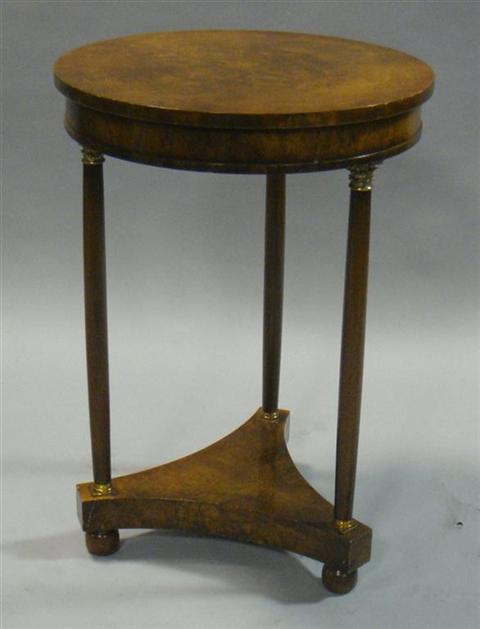 Appraisal: REGENCY STYLE CIRCULAR SIDE TABLE h w d in